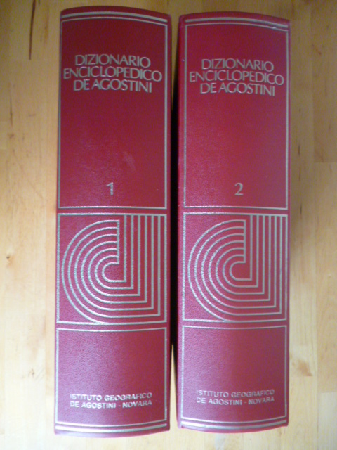 Locatelli, Silvio (Red.).  Dizionario Enciclopedico de Agostini. Volume I: Lingua. Volume II: Arti, Scienze, Storia, Geografia. 