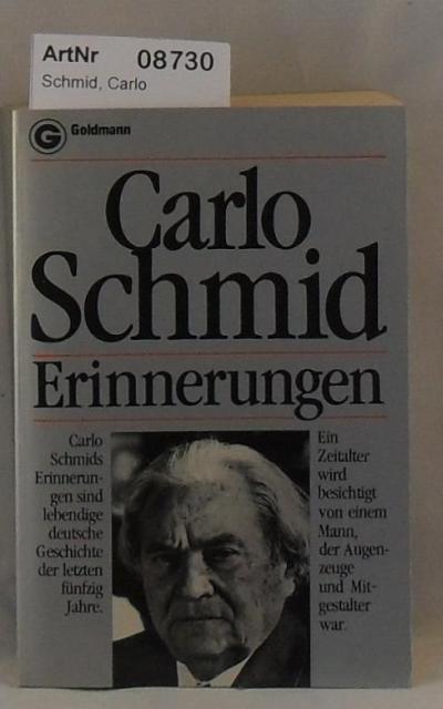 Schmid, Carlo  Erinnerungen 