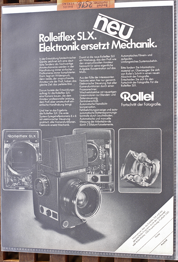   Rolleiflex SL 66 + SLX. Werbung / Anzeigen. 4 Zeitschriften - Anzeigen 