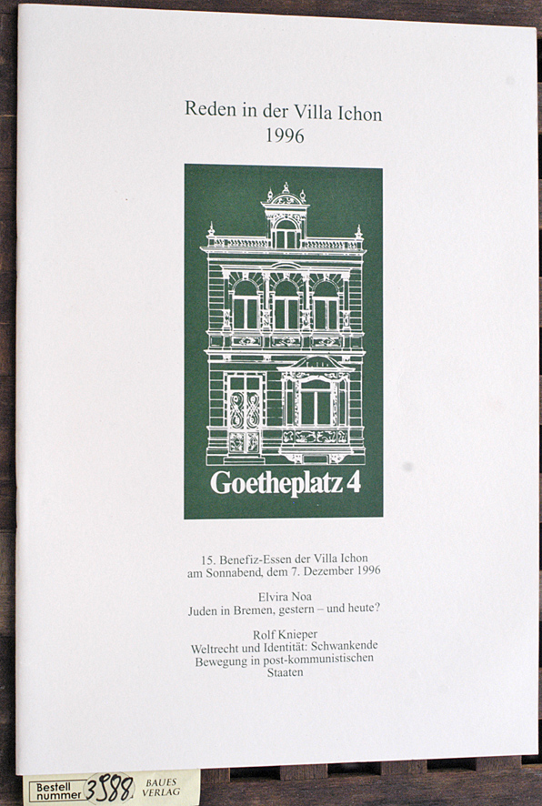 Noa, Elvira und Rolf Knieper.  Reden in der Villa Ichon 1996 15. Benefitz-Essen der Villa Ichon am Sonnabend, dem 7. Dezember 1996. Goetheplatz 4. 