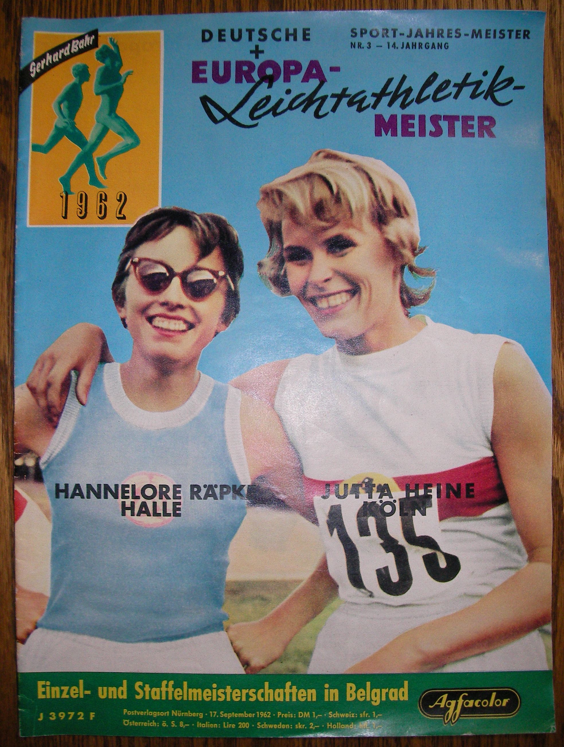 Bahr, Gerhard [Hrsg.]:   Sport-Jahres-Meister, Deutsche + Europa-Leichtathletik-Meister 1962. 