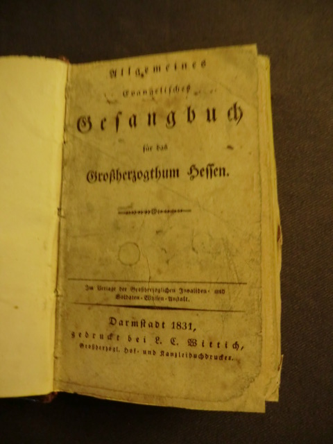 o.A.:  Allgemeines Evangelisches Gesangbuch für das Großherzogthum (Großherzogtum) Hessen 