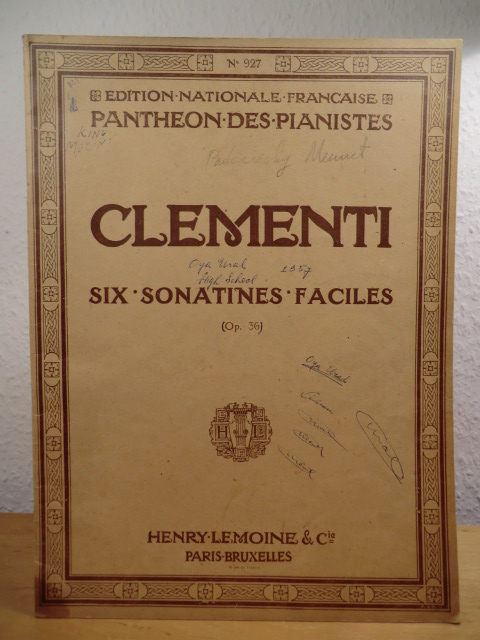 Clementi, Muzio:  Six Sonatines Faciles Opus 36 (Edition Nationale Francaise - Pantheon des Pianistes) 