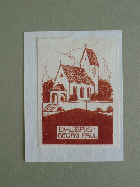 Klee, Fritz:  Exlibris für Georg Paul. Motiv: Dörfliche Kirche 