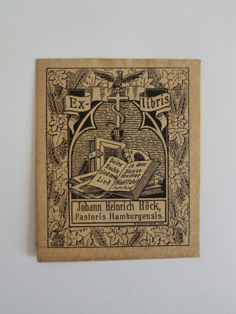 Ostenbrügge, W.:  Exlibris für Johann Heinrich Höck Pastoris Hamburgensis 