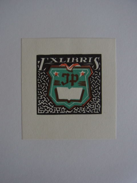 Unbekannter Künstler:  Exlibris JP. Wappen mit Eigner-Monogramm 