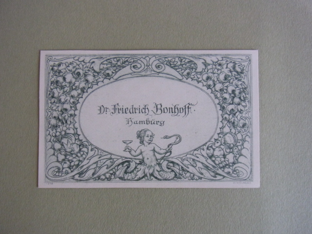 Volkert, Hans:  Exlibris bzw. Visitenkarte für Dr. Friedrich Bonhoff, Hamburg 