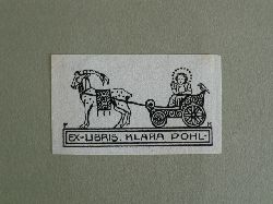 Klee, Fritz:  Exlibris fr Klara Pohl. Motiv: In einer Kutsche sitzendes Kind mit Heiligenschein lsst sich von einer Art Steinbock ziehen 