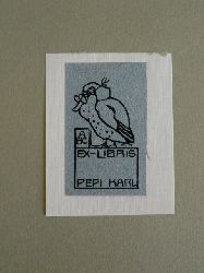Klee, Fritz:  Exlibris fr Pepi Karl. Motiv: Bebrillte Ente mit Buch 
