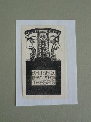 Klee, Fritz:  Exlibris für Dram. Verein Thespis. Motiv: Zwei maskenartige Gesichter 
