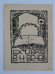 Pelant, Arch. Emil:  Exlibris fr B. H. Benes. Motiv: Aufgeschlagenes Buch in ornamentalem Rahmen 