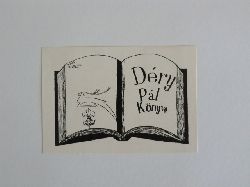 Pl, Dry:  Exlibris Dry Pl Knyve. Motiv: Aufgeschlagenes Buch mit Hirsch und stilisierter Lilie 