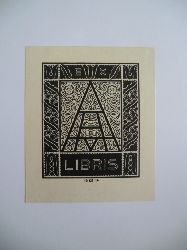 Wedemeyer, Alfred:  Exlibris fr A. von A. Ornamentales Motiv mit Eigner-Monogramm 