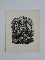 Jaegher, Luc de:  Erotisches Exlibris fr Antoine Rousseau. Motiv: Mnch vor drei weiblichen Akten 