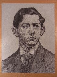 Kalous, Josef (1887 - 1974):  Josef Kalous. Mnnliches Portrt (eventuell Selbstportrt). Zeichnung. Kohle und weie Kreide auf Papier. Signiert 