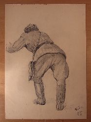 Singaevski, Pavel Filipovich (1922 - 2000):  Pavel Singaevski. Zeichnung. Motiv: Soldat der Roten Arme. Bleistift auf Papier. Signiert 