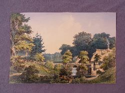Heuer, Wilhelm (1813 - 1890):  Wilhelm Heuer. Altkolorierte Lithographie. Landschaft mit Wassermhle 