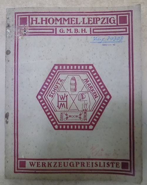   H. Hommel Leipzig - Werkzeugpreisliste. 