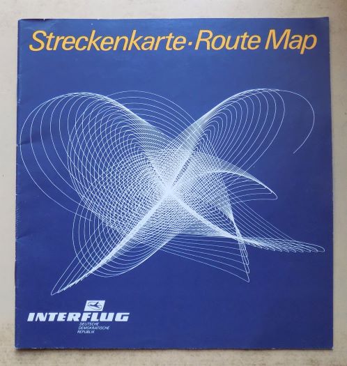   IF INTERFLUG Streckenkarte - Route Map (Fluggesellschaft der DDR, Airlines of the GDR). 