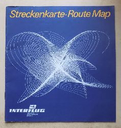   IF INTERFLUG Streckenkarte - Route Map (Fluggesellschaft der DDR, Airlines of the GDR). 