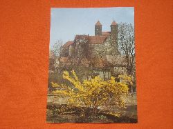   Postkarte: Quedlinburg. Blick auf den Burgberg mit Stiftskirche und Schlo.  