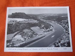   Postkarte: Blick von der Festung Knigstein auf Lilienstein und Elbtal / Schsische Schweiz.  