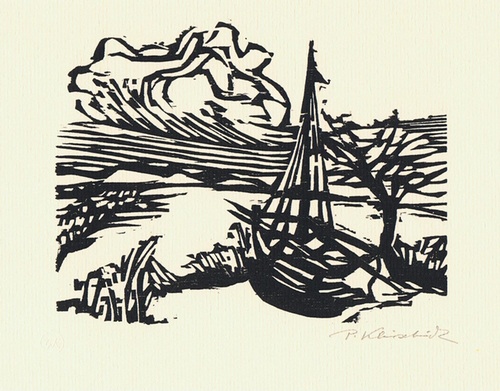 Kleinschmidt, Peter  Pommersche Landschaft. Original-Graphik signiert 