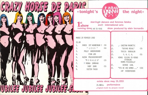 bernardin, alain (producer)  crazy horse de paris. jubilee show fevrier 1982 "tonight's the night" 