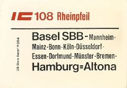 deutsche bahn  original-zuglaufschild: basel sbb - hamburg=altona + hamburg=altona - basel sbb 