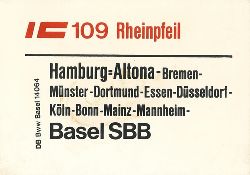 deutsche bahn  original-zuglaufschild: dortmund - basel sbb + basel sbb - hamburg=altona 