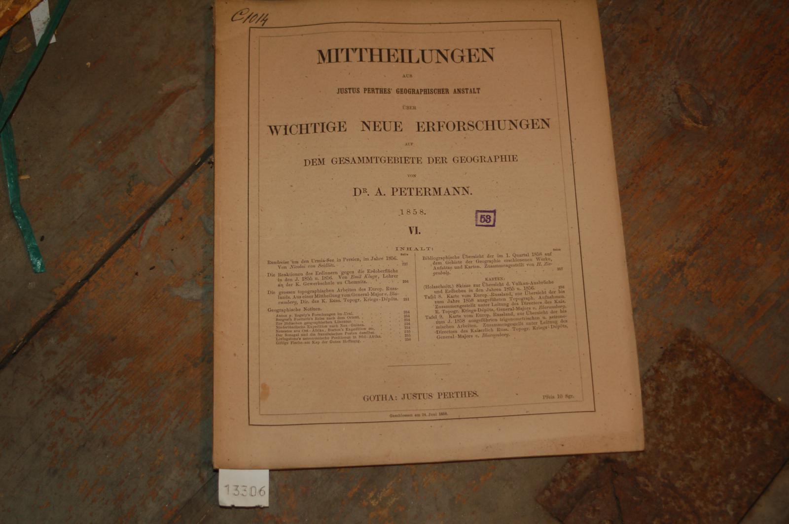Petermann  Mittheilungen aus Justus Perthes geographischer Anstalt..1858 Heft 6 