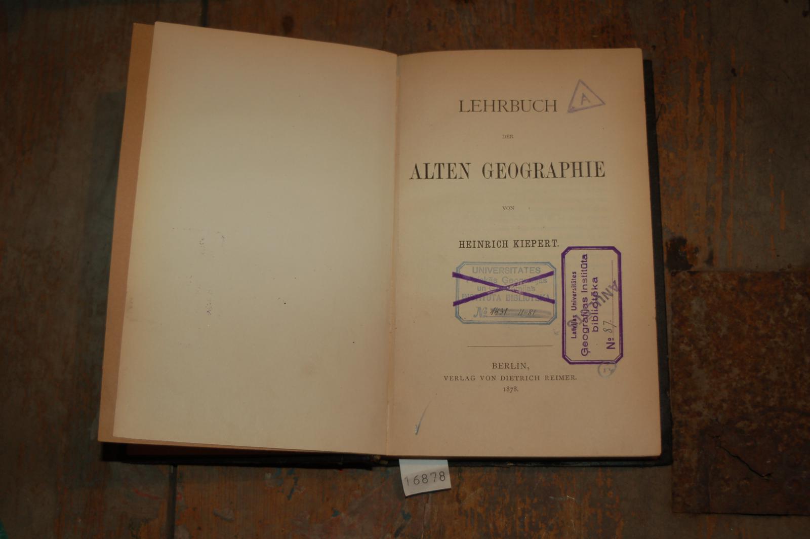 Kiepert Heinrich  Lehrbuch der alten Geographie 
