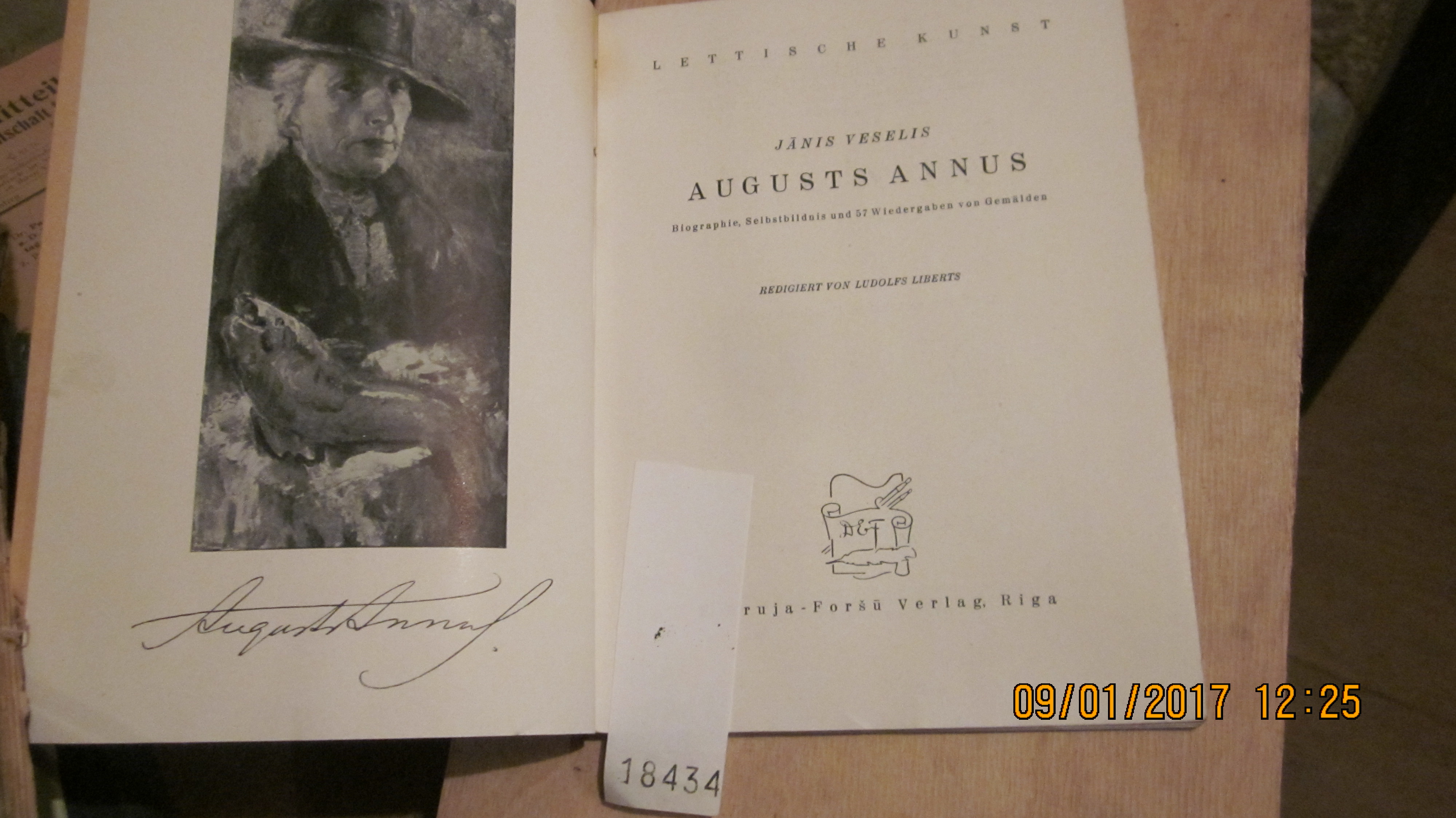 Veselis Janis  Augusts Annus  Biographie, Selbstbildnis und 57 Wiedergaben von Gemälden 
