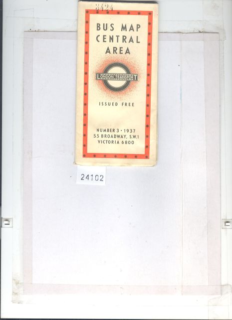 London Transport  Bus Map Central Area Number 3  issued free 