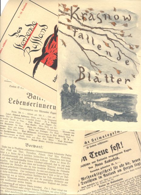 Konvolut von Werbeanzeigen für Bücher über Russland und das Baltikum  14 Beilagezettel, Bestellzettel, bzw. Faltblätter, Werbeblätter 