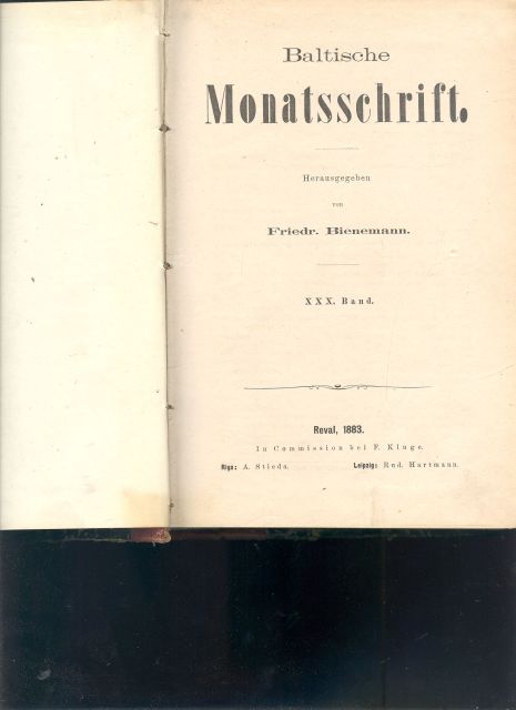 Bienemann  Baltische Monatsschrift  30. Band 
