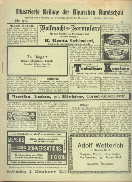 "."  Illustrierte Beilage der Rigaschen Rundschau Mai 1912 