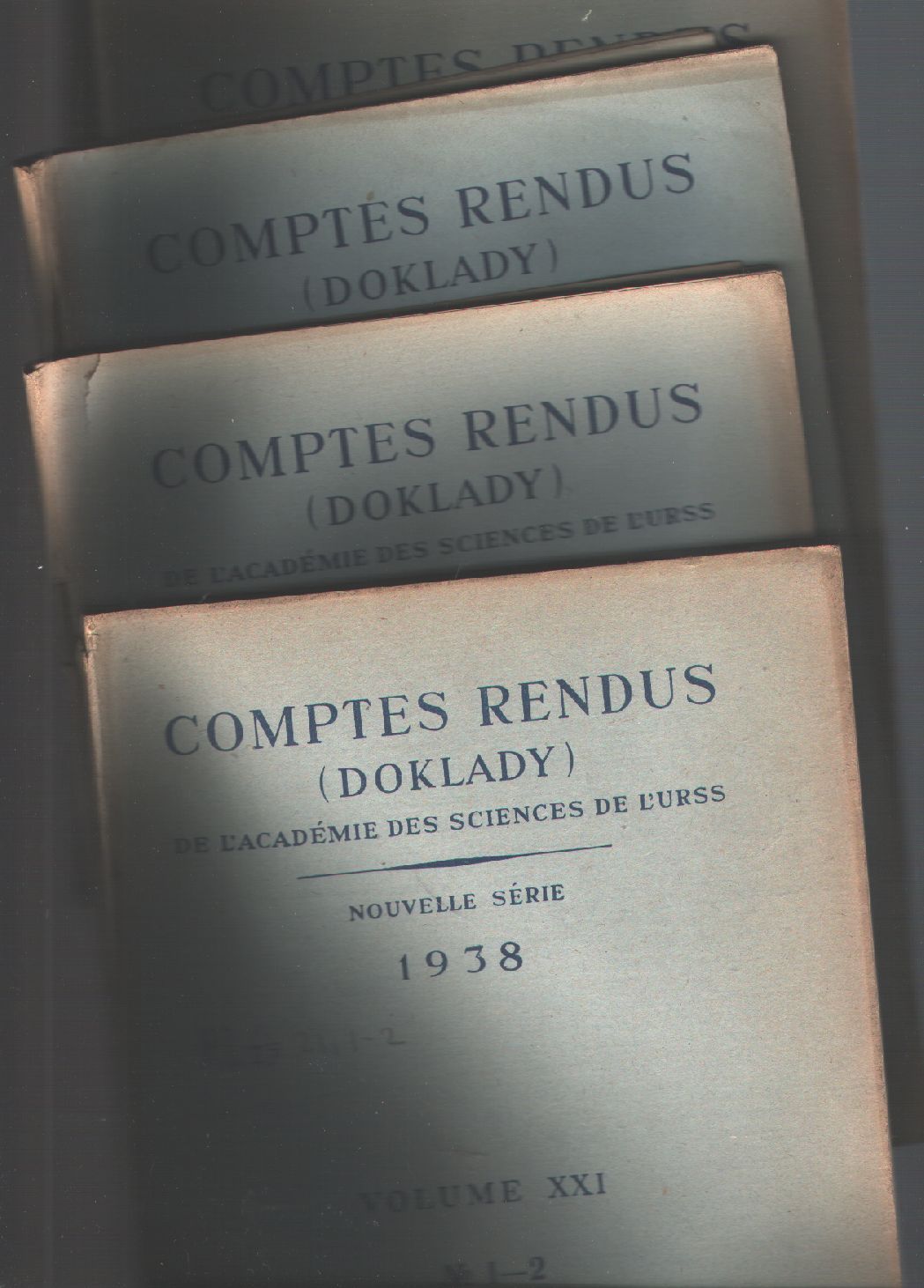 Academie des Sciences de L Urss,  Fersman Borissiak u.a.  Comptes Rendus (Doklady) Nouvelle Serie 1938 Volume XXI  Nr. 1 - 6 