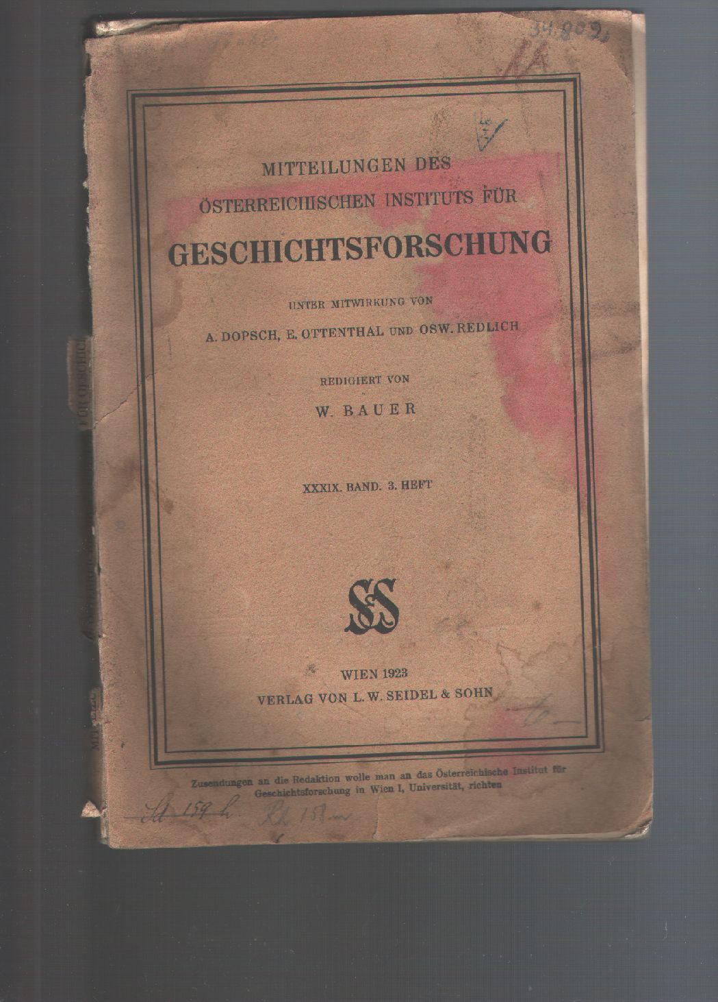 W. Bauer  Mitteilungen des Österreichischen Instituts für Geschichtsforschung 39 Band 3. Heft 