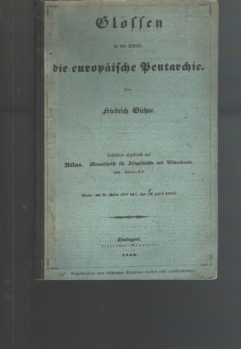 Friedrich Giehne  Glossen zu der Schrift über die europäische Pentarchie 