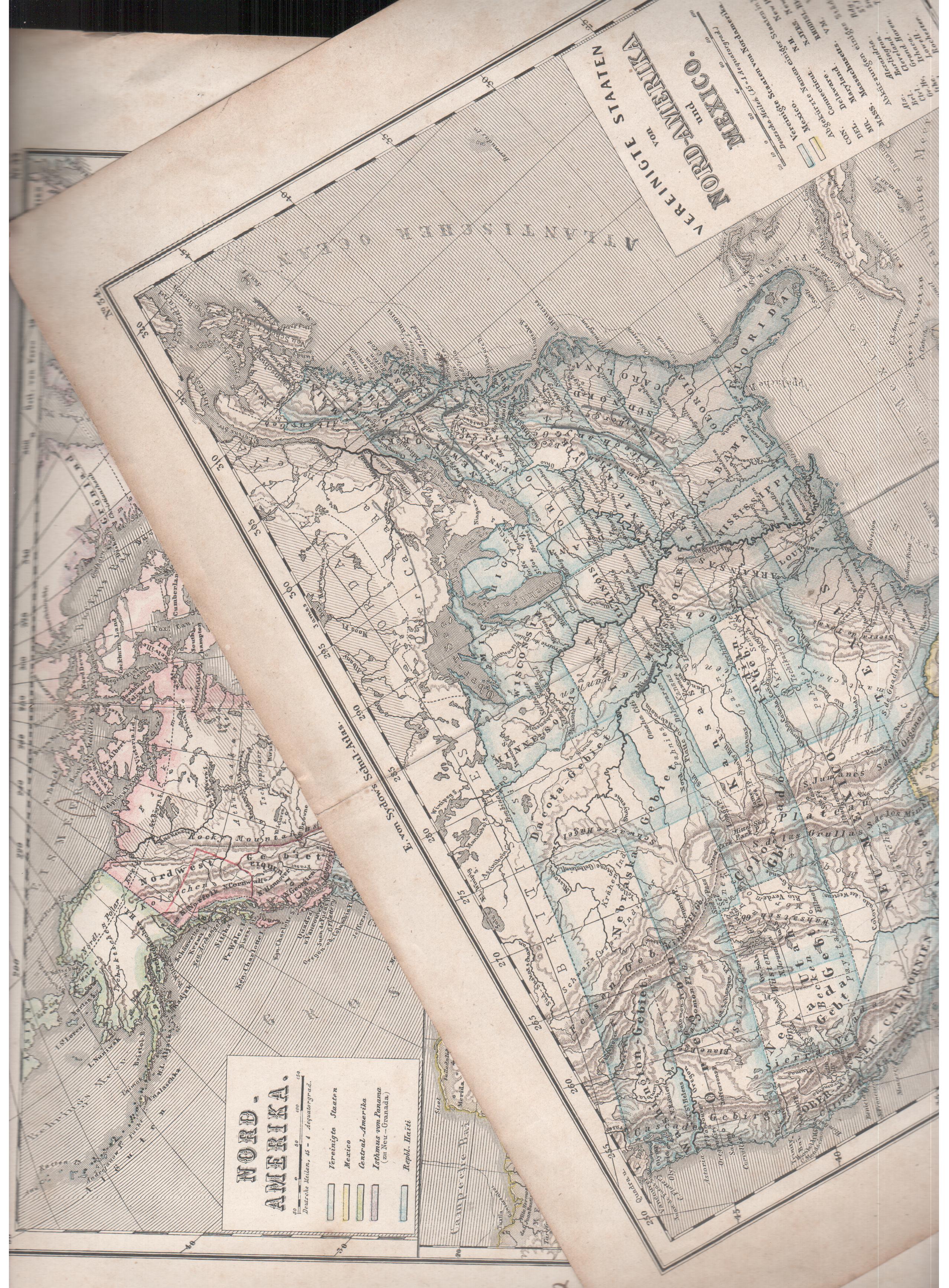 2 alte Landkarten  Karte von Nord - Amerika und Mexico,  Nordamerika 