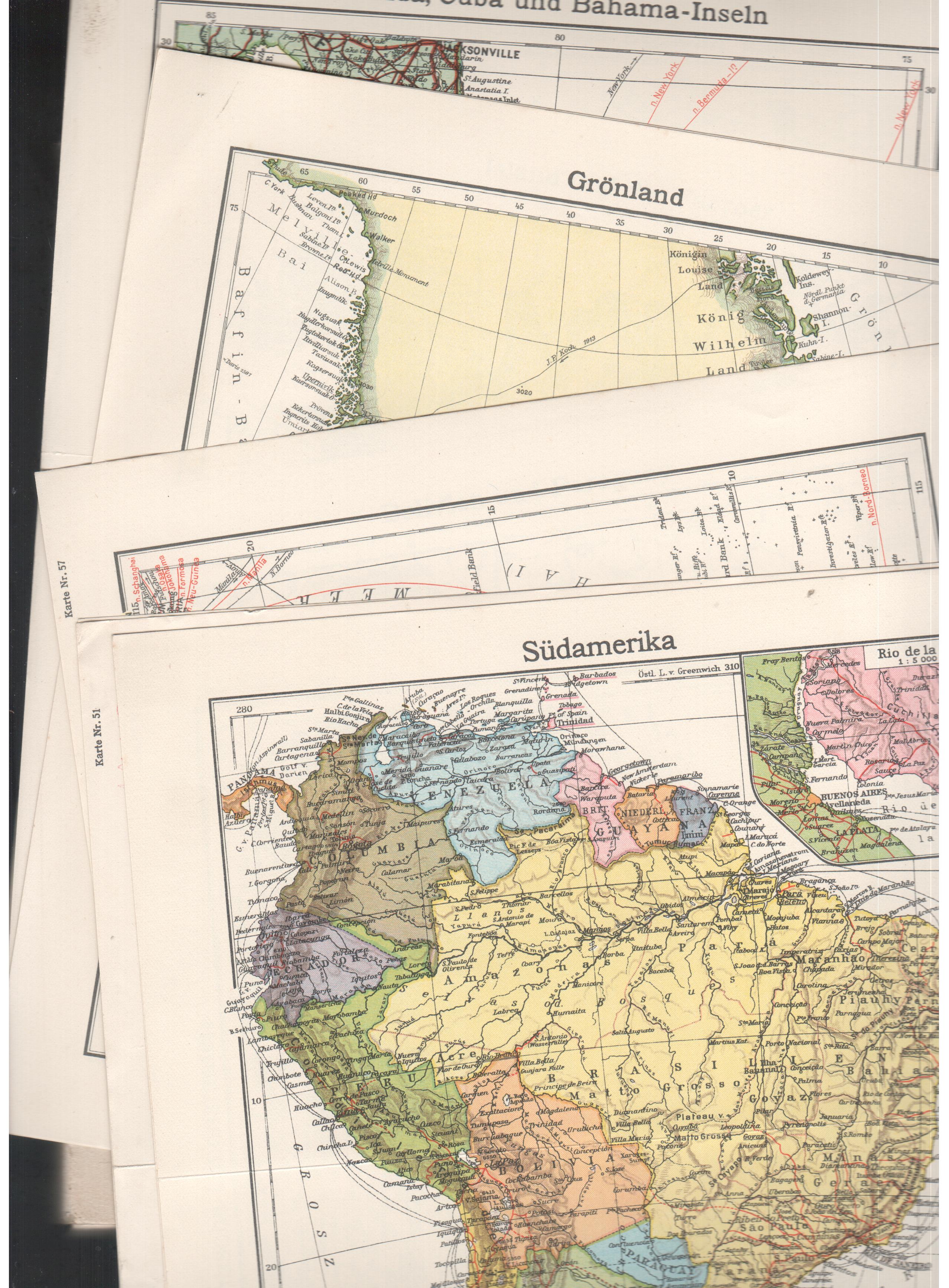 Kartenkonvolut  15 farb. Karten aus Westermanns Monatsheft Atlas 