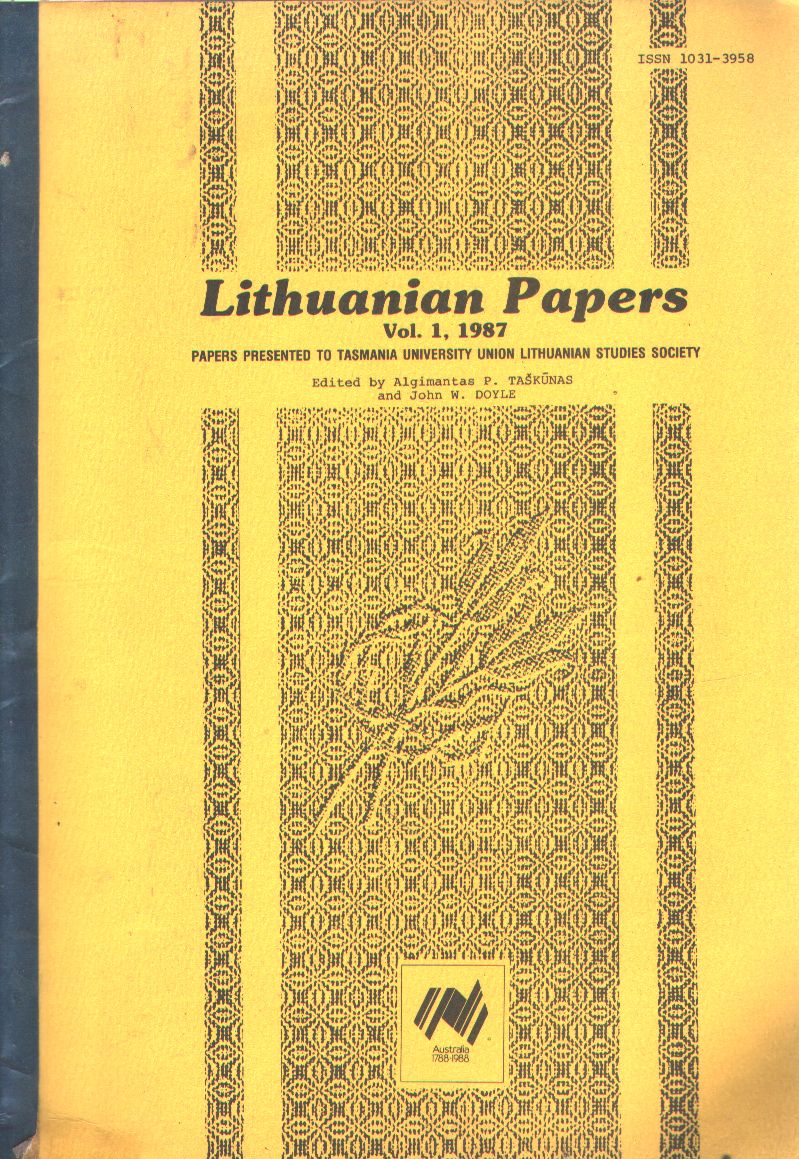 "."  Lithuanian Papers Vol. 1 , 7-9,11 