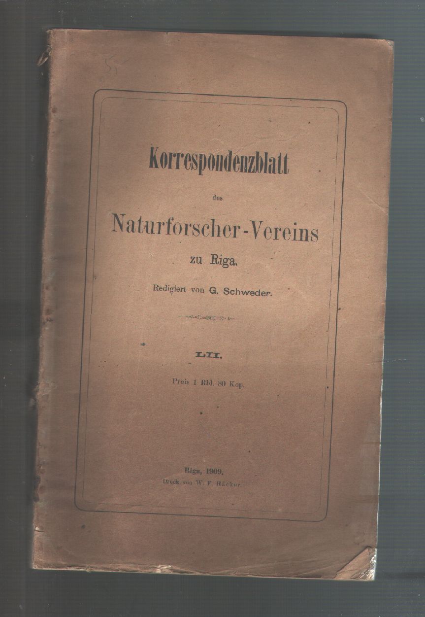 "."  Korrespondenzblatt des Naturforscher - Vereins zu Riga 52. Band 