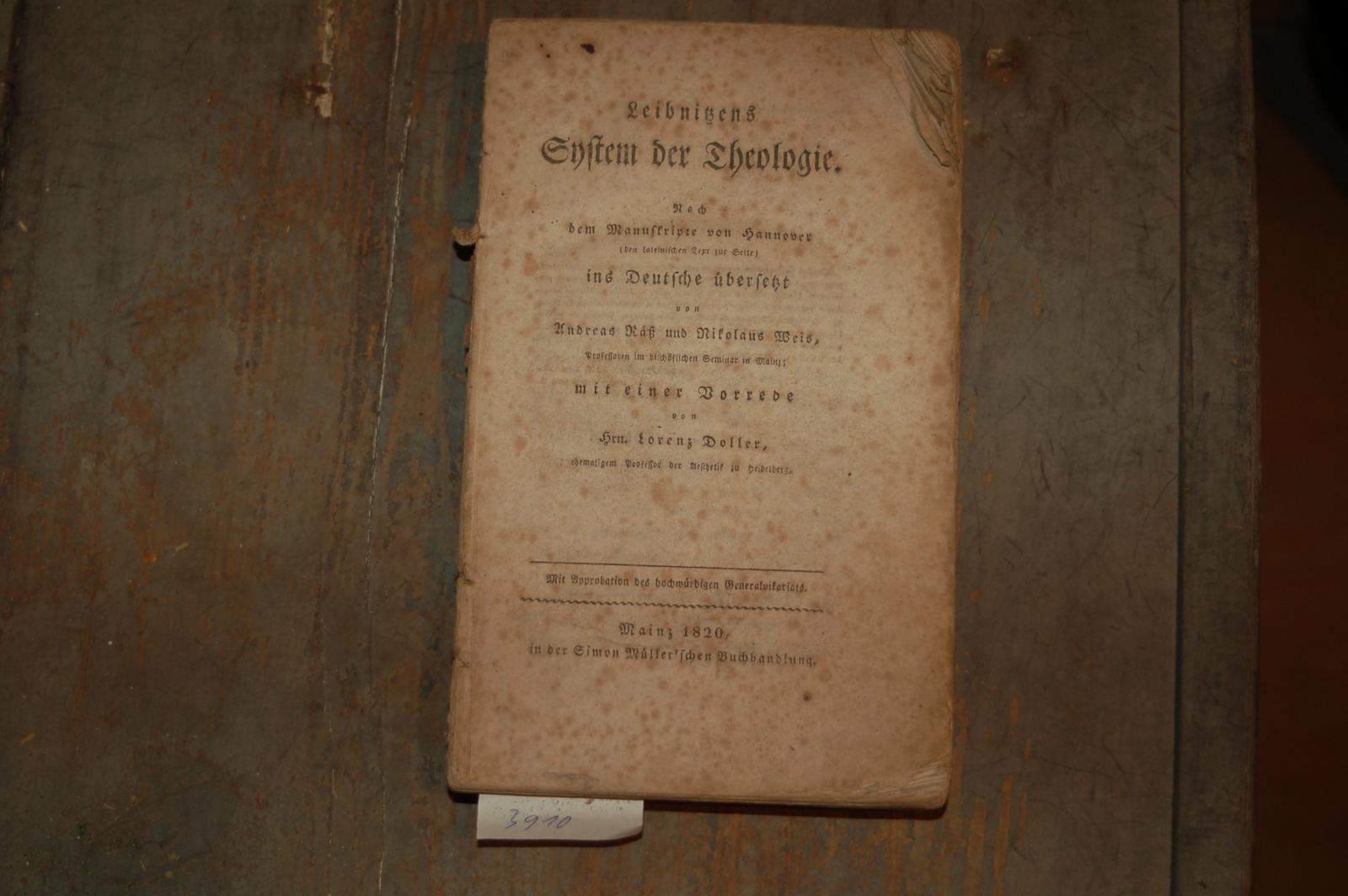 Leibniz (Hrsg Doller Lorenz)  Leibnizens System der Theologie nach dem Manuskripte von Hannover 