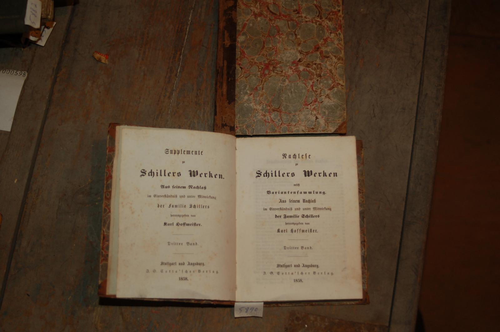 Supplemente zu Schillers Werken Hoffmeister (Hrsg.  Band 2 und 3 (beinhaltend auch Variantensammlung) 