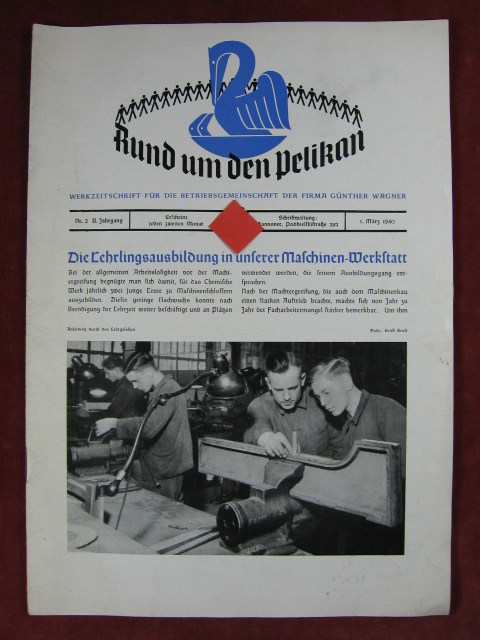   Rund um den Pelikan. Werkzeitschrift für die Betriebsgemeinschaft der Firma Günther Wagner. 2. Jahrgang, Nr. 2. 