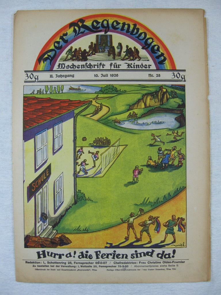 Olden-Fournier, Christine / Birnbaum, Uriel:  Der Regenbogen. Wochenschrift für Kinder. 2. Jahrgang, Heft 28, 10. Juli. 