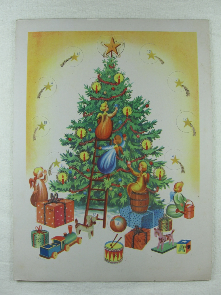 La Calle:  Adventskalender: Engel schmücken den Baum. 