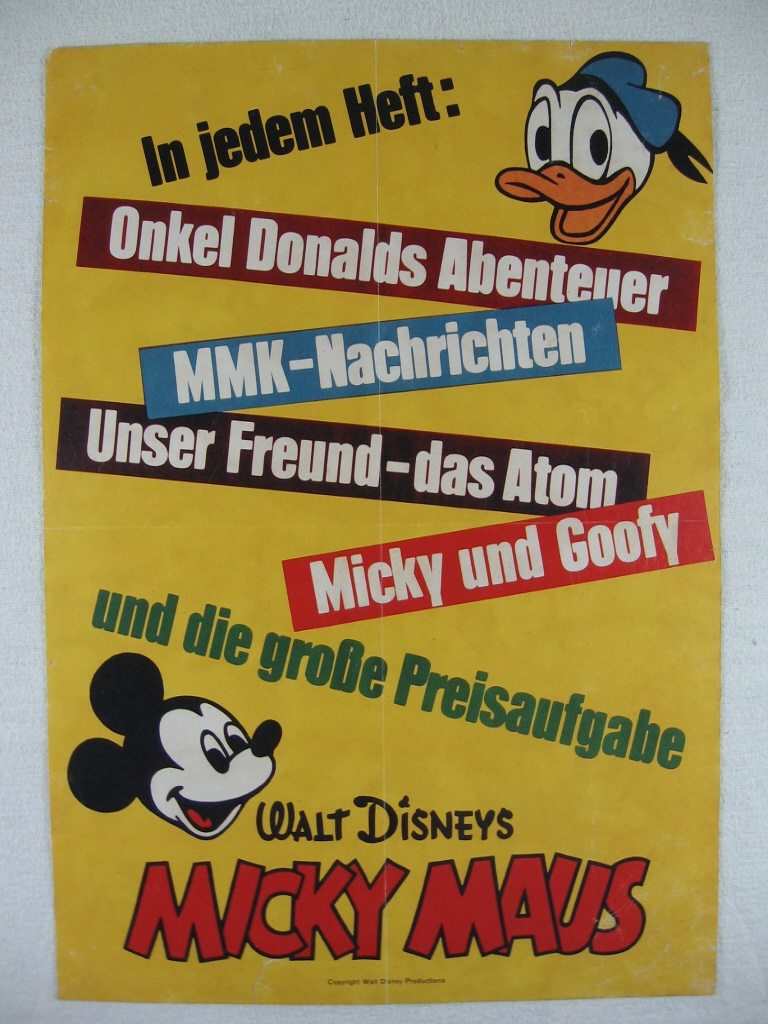 Disney, Walt:  Micky Maus Ankündigungsplakat 1 b, 1958. 
